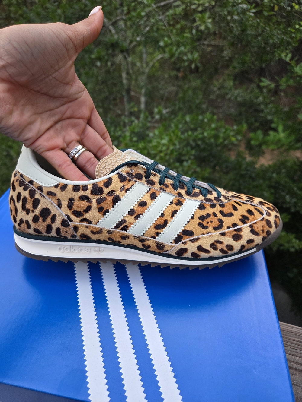 Adidas Leopard Print Samba-Style Sneaker in Cream & Tan